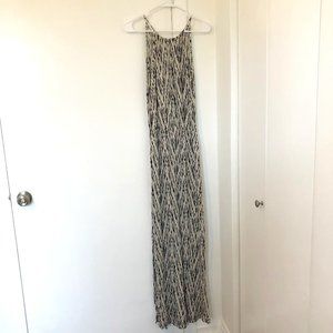 Grey/Black/White Patterned Soft Joie Halter Neck Tie Back Maxi Dress Sz S